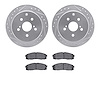 7302-76007 Drilled/Slotted Brake Rotor with 3000-Series Ceramic Brake Pads Kit [Silver], 1986-1992 Lexus/Toyota/Scion, Position: - image 1