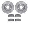 7302-76036 Drilled/Slotted Brake Rotor with 3000-Series Ceramic Brake Pads Kit [Silver], 1988-1992 Multiple Makes/Models, Positi - image 1