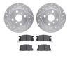 7302-76049 Drilled/Slotted Brake Rotor with 3000-Series Ceramic Brake Pads Kit [Silver], 1985-1986 Lexus/Toyota/Scion, Position: - image 1
