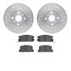7302-76050 Drilled/Slotted Brake Rotor with 3000-Series Ceramic Brake Pads Kit [Silver], 1987-1989 Lexus/Toyota/Scion, Position: - image 1