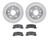7302-76056 Drilled/Slotted Brake Rotor with 3000-Series Ceramic Brake Pads Kit [Silver], 1992-1999 Lexus/Toyota/Scion, Position: - image 1