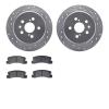 7302-76058 Drilled/Slotted Brake Rotor with 3000-Series Ceramic Brake Pads Kit [Silver], 1996-1999 Lexus/Toyota/Scion, Position: - image 1