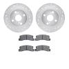 7302-76064 Drilled/Slotted Brake Rotor with 3000-Series Ceramic Brake Pads Kit [Silver], 1987-1992 Multiple Makes/Models, Positi - image 1