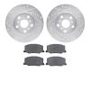 7302-76065 Drilled/Slotted Brake Rotor with 3000-Series Ceramic Brake Pads Kit [Silver], 1987-1991 Lexus/Toyota/Scion, Position: - image 1