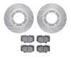 7302-76088 Drilled/Slotted Brake Rotor with 3000-Series Ceramic Brake Pads Kit [Silver], 1990-1992 Lexus/Toyota/Scion, Position: - image 1