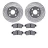 7302-76091 Drilled/Slotted Brake Rotor with 3000-Series Ceramic Brake Pads Kit [Silver], 1993-1997 Multiple Makes/Models, Positi - image 1