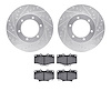 7302-76101 Drilled/Slotted Brake Rotor with 3000-Series Ceramic Brake Pads Kit [Silver], 1991-1998 Lexus/Toyota/Scion, Position: - image 1