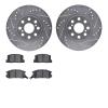 7302-76110 Drilled/Slotted Brake Rotor with 3000-Series Ceramic Brake Pads Kit [Silver], 2000-2005 Lexus/Toyota/Scion, Position: - image 1