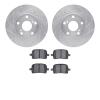 7302-76112 Drilled/Slotted Brake Rotor with 3000-Series Ceramic Brake Pads Kit [Silver], 1997-2004 Lexus/Toyota/Scion, Position: - image 1