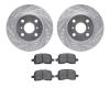 7302-76114 Drilled/Slotted Brake Rotor with 3000-Series Ceramic Brake Pads Kit [Silver], 1998-2002 Multiple Makes/Models, Positi - image 1