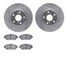 7302-76135 Drilled/Slotted Brake Rotor with 3000-Series Ceramic Brake Pads Kit [Silver], 2003-2006 Lexus/Toyota/Scion, Position: - image 1