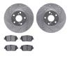7302-76140 Drilled/Slotted Brake Rotor with 3000-Series Ceramic Brake Pads Kit [Silver], 2004-2004 Lexus/Toyota/Scion, Position: - image 1