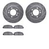 7302-80007 Drilled/Slotted Brake Rotor with 3000-Series Ceramic Brake Pads Kit [Silver], 1989-1991 Ford/Lincoln/Mercury/Mazda, P - image 1