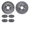 7302-80042 Drilled/Slotted Brake Rotor with 3000-Series Ceramic Brake Pads Kit [Silver], 1994-2002 Ford/Lincoln/Mercury/Mazda, P - image 1