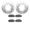 7302-92021 Drilled/Slotted Brake Rotor with 3000-Series Ceramic Brake Pads Kit [Silver], 2006-2019 Lexus/Toyota/Scion, Position: