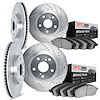 7304-02004 Drilled/Slotted Brake Rotor with 3000-Series Ceramic Brake Pads Kit [Silver], 1987-1989 Porsche, Position: Front and  - image 1