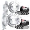 7304-27008 Drilled/Slotted Brake Rotor with 3000-Series Ceramic Brake Pads Kit [Silver], 1975-1987 Volvo, Position: Front and Re - image 1