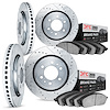 7304-40016 Drilled/Slotted Brake Rotor with 3000-Series Ceramic Brake Pads Kit [Silver], 2003-2003 Mopar, Position: Front and Re - image 1