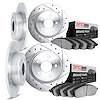 7304-52001 Drilled/Slotted Brake Rotor with 3000-Series Ceramic Brake Pads Kit [Silver], 1984-1987 GM, Position: Front and Rear - image 1