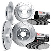 7304-63093 Drilled/Slotted Brake Rotor with 3000-Series Ceramic Brake Pads Kit [Silver], 2001-2015 Mercedes-Benz, Position: Fron