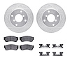 7312-01003 Drilled/Slotted Brake Rotor with 3000-Series Ceramic Brake Pads Kit & Hardware [Silver], 1991-1994 Suzuki, Position:  - image 1