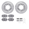 7312-01008 Drilled/Slotted Brake Rotor with 3000-Series Ceramic Brake Pads Kit & Hardware [Silver], 1996-1998 Suzuki, Position:  - image 1