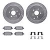 7312-01012 Drilled/Slotted Brake Rotor with 3000-Series Ceramic Brake Pads Kit & Hardware [Silver], 2009-2017 Suzuki, Position:  - image 1