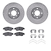 7312-01019 Drilled/Slotted Brake Rotor with 3000-Series Ceramic Brake Pads Kit & Hardware [Silver], 2006-2007 Suzuki, Position:  - image 1