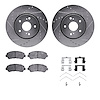 7312-01020 Drilled/Slotted Brake Rotor with 3000-Series Ceramic Brake Pads Kit & Hardware [Silver], 2010-2013 Suzuki, Position:  - image 1