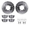 7312-03002 Drilled/Slotted Brake Rotor with 3000-Series Ceramic Brake Pads Kit & Hardware [Silver], 1994-1996 Kia/Hyundai/Genesi - image 1