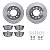 7312-03004 Drilled/Slotted Brake Rotor with 3000-Series Ceramic Brake Pads Kit & Hardware [Silver], 2003-2008 Kia/Hyundai/Genesi - image 1