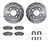 7312-03013 Drilled/Slotted Brake Rotor with 3000-Series Ceramic Brake Pads Kit & Hardware [Silver], 1989-1998 Kia/Hyundai/Genesi - image 1
