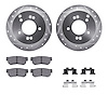 7312-03017 Drilled/Slotted Brake Rotor with 3000-Series Ceramic Brake Pads Kit & Hardware [Silver], 2001-2010 Kia/Hyundai/Genesi - image 1