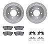 7312-03020 Drilled/Slotted Brake Rotor with 3000-Series Ceramic Brake Pads Kit & Hardware [Silver], 2007-2009 Kia/Hyundai/Genesi - image 1