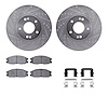 7312-03023 Drilled/Slotted Brake Rotor with 3000-Series Ceramic Brake Pads Kit & Hardware [Silver], 2001-2006 Kia/Hyundai/Genesi - image 1