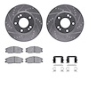 7312-03024 Drilled/Slotted Brake Rotor with 3000-Series Ceramic Brake Pads Kit & Hardware [Silver], 2001-2005 Kia/Hyundai/Genesi - image 1