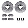 7312-03028 Drilled/Slotted Brake Rotor with 3000-Series Ceramic Brake Pads Kit & Hardware [Silver], 2004-2006 Kia/Hyundai/Genesi - image 1