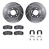 7312-03030 Drilled/Slotted Brake Rotor with 3000-Series Ceramic Brake Pads Kit & Hardware [Silver], 2004-2006 Kia/Hyundai/Genesi - image 1