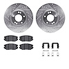 7312-03032 Drilled/Slotted Brake Rotor with 3000-Series Ceramic Brake Pads Kit & Hardware [Silver], 2006-2011 Kia/Hyundai/Genesi - image 1