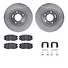 7312-03033 Drilled/Slotted Brake Rotor with 3000-Series Ceramic Brake Pads Kit & Hardware [Silver], 2005-2010 Kia/Hyundai/Genesi - image 1