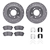 7312-03040 Drilled/Slotted Brake Rotor with 3000-Series Ceramic Brake Pads Kit & Hardware [Silver], 2016-2020 Kia/Hyundai/Genesi - image 1