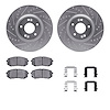 7312-03044 Drilled/Slotted Brake Rotor with 3000-Series Ceramic Brake Pads Kit & Hardware [Silver], 2014-2017 Kia/Hyundai/Genesi - image 1