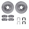 7312-03045 Drilled/Slotted Brake Rotor with 3000-Series Ceramic Brake Pads Kit & Hardware [Silver], 2010-2016 Kia/Hyundai/Genesi - image 1