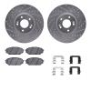 7312-03049 Drilled/Slotted Brake Rotor with 3000-Series Ceramic Brake Pads Kit & Hardware [Silver], 2007-2012 Kia/Hyundai/Genesi - image 1