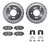 7312-03052 Drilled/Slotted Brake Rotor with 3000-Series Ceramic Brake Pads Kit & Hardware [Silver], 2008-2010 Kia/Hyundai/Genesi - image 1