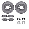 7312-03053 Drilled/Slotted Brake Rotor with 3000-Series Ceramic Brake Pads Kit & Hardware [Silver], 2008-2011 Kia/Hyundai/Genesi - image 1