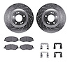 7312-03056 Drilled/Slotted Brake Rotor with 3000-Series Ceramic Brake Pads Kit & Hardware [Silver], 2009-2011 Kia/Hyundai/Genesi - image 1
