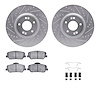 7312-03063 Drilled/Slotted Brake Rotor with 3000-Series Ceramic Brake Pads Kit & Hardware [Silver], 2011-2015 Kia/Hyundai/Genesi - image 1