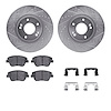 7312-03065 Drilled/Slotted Brake Rotor with 3000-Series Ceramic Brake Pads Kit & Hardware [Silver], 2009-2016 Kia/Hyundai/Genesi - image 1