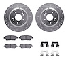 7312-03070 Drilled/Slotted Brake Rotor with 3000-Series Ceramic Brake Pads Kit & Hardware [Silver], 2010-2017 Kia/Hyundai/Genesi - image 1